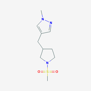 molecular formula C10H17N3O2S B7585478 1-Methyl-4-[(1-methylsulfonylpyrrolidin-3-yl)methyl]pyrazole 