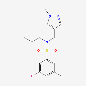 molecular formula C15H20FN3O2S B7585501 3-fluoro-5-methyl-N-[(1-methylpyrazol-4-yl)methyl]-N-propylbenzenesulfonamide 