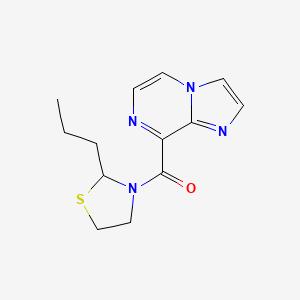 molecular formula C13H16N4OS B7585561 Imidazo[1,2-a]pyrazin-8-yl-(2-propyl-1,3-thiazolidin-3-yl)methanone 