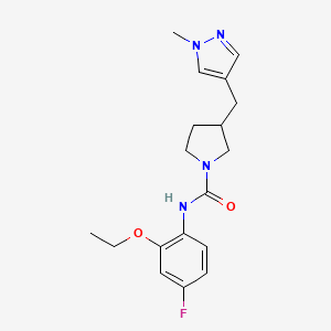 molecular formula C18H23FN4O2 B7585578 N-(2-ethoxy-4-fluorophenyl)-3-[(1-methylpyrazol-4-yl)methyl]pyrrolidine-1-carboxamide 