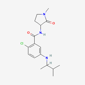 molecular formula C17H24ClN3O2 B7585590 2-chloro-5-(3-methylbutan-2-ylamino)-N-(1-methyl-2-oxopyrrolidin-3-yl)benzamide 