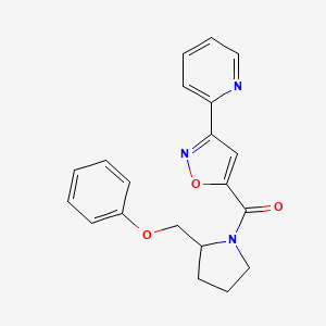 molecular formula C20H19N3O3 B7585604 [2-(Phenoxymethyl)pyrrolidin-1-yl]-(3-pyridin-2-yl-1,2-oxazol-5-yl)methanone 