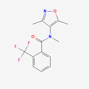 molecular formula C14H13F3N2O2 B7585644 N-(3,5-dimethyl-1,2-oxazol-4-yl)-N-methyl-2-(trifluoromethyl)benzamide 