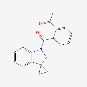 molecular formula C19H17NO2 B7585650 1-[2-(spiro[2H-indole-3,1'-cyclopropane]-1-carbonyl)phenyl]ethanone 
