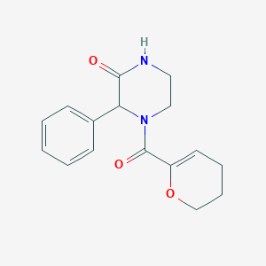 molecular formula C16H18N2O3 B7585655 4-(3,4-dihydro-2H-pyran-6-carbonyl)-3-phenylpiperazin-2-one 