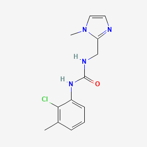 molecular formula C13H15ClN4O B7585665 1-(2-Chloro-3-methylphenyl)-3-[(1-methylimidazol-2-yl)methyl]urea 