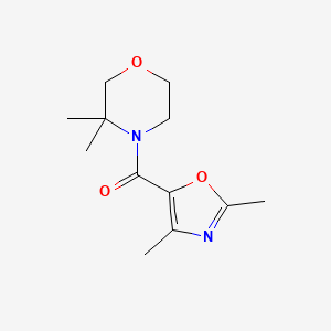 molecular formula C12H18N2O3 B7585687 (3,3-Dimethylmorpholin-4-yl)-(2,4-dimethyl-1,3-oxazol-5-yl)methanone 