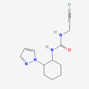 molecular formula C13H18N4O B7585696 1-Prop-2-ynyl-3-(2-pyrazol-1-ylcyclohexyl)urea 