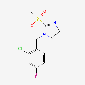 molecular formula C11H10ClFN2O2S B7585723 1-[(2-Chloro-4-fluorophenyl)methyl]-2-methylsulfonylimidazole 