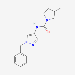molecular formula C16H20N4O B7585728 N-(1-benzylpyrazol-4-yl)-3-methylpyrrolidine-1-carboxamide 