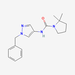 molecular formula C17H22N4O B7585732 N-(1-benzylpyrazol-4-yl)-2,2-dimethylpyrrolidine-1-carboxamide 