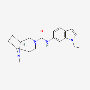 molecular formula C19H26N4O B7585734 N-(1-ethylindol-6-yl)-9-methyl-3,9-diazabicyclo[4.2.1]nonane-3-carboxamide 