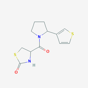 molecular formula C12H14N2O2S2 B7585768 4-(2-Thiophen-3-ylpyrrolidine-1-carbonyl)-1,3-thiazolidin-2-one 