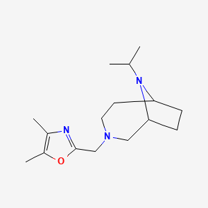 molecular formula C16H27N3O B7585806 4,5-Dimethyl-2-[(9-propan-2-yl-3,9-diazabicyclo[4.2.1]nonan-3-yl)methyl]-1,3-oxazole 