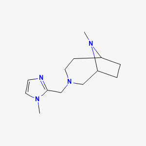 molecular formula C13H22N4 B7585820 9-Methyl-3-[(1-methylimidazol-2-yl)methyl]-3,9-diazabicyclo[4.2.1]nonane 