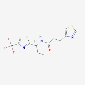 molecular formula C13H14F3N3OS2 B7585846 3-(1,3-thiazol-4-yl)-N-[1-[4-(trifluoromethyl)-1,3-thiazol-2-yl]propyl]propanamide 