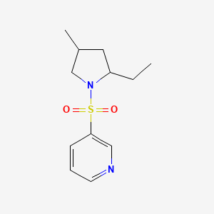 molecular formula C12H18N2O2S B7585860 3-(2-Ethyl-4-methylpyrrolidin-1-yl)sulfonylpyridine 