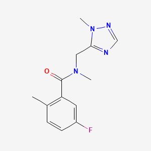 molecular formula C13H15FN4O B7585893 5-fluoro-N,2-dimethyl-N-[(2-methyl-1,2,4-triazol-3-yl)methyl]benzamide 