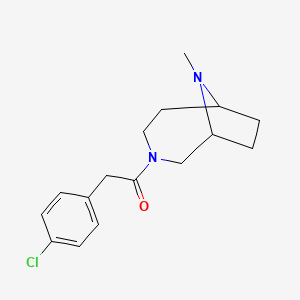 molecular formula C16H21ClN2O B7585953 2-(4-Chlorophenyl)-1-(9-methyl-3,9-diazabicyclo[4.2.1]nonan-3-yl)ethanone 