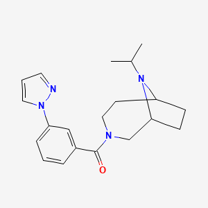 molecular formula C20H26N4O B7586017 (9-Propan-2-yl-3,9-diazabicyclo[4.2.1]nonan-3-yl)-(3-pyrazol-1-ylphenyl)methanone 