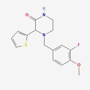 molecular formula C16H17FN2O2S B7586025 4-[(3-Fluoro-4-methoxyphenyl)methyl]-3-thiophen-2-ylpiperazin-2-one 