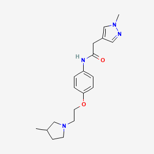 molecular formula C19H26N4O2 B7586034 2-(1-methylpyrazol-4-yl)-N-[4-[2-(3-methylpyrrolidin-1-yl)ethoxy]phenyl]acetamide 