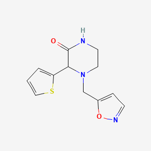 molecular formula C12H13N3O2S B7586050 4-(1,2-Oxazol-5-ylmethyl)-3-thiophen-2-ylpiperazin-2-one 