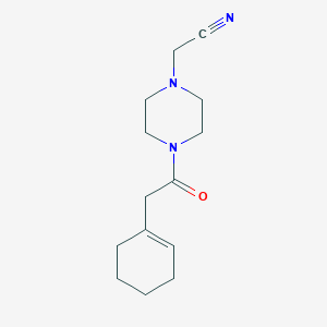 molecular formula C14H21N3O B7586055 2-[4-[2-(Cyclohexen-1-yl)acetyl]piperazin-1-yl]acetonitrile 