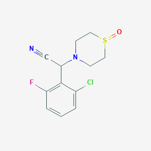 molecular formula C12H12ClFN2OS B7586084 2-(2-Chloro-6-fluorophenyl)-2-(1-oxo-1,4-thiazinan-4-yl)acetonitrile 