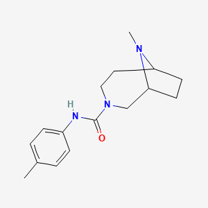 molecular formula C16H23N3O B7586091 9-methyl-N-(4-methylphenyl)-3,9-diazabicyclo[4.2.1]nonane-3-carboxamide 