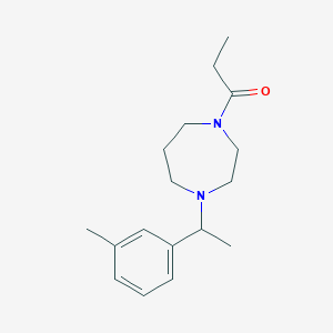 molecular formula C17H26N2O B7586100 1-[4-[1-(3-Methylphenyl)ethyl]-1,4-diazepan-1-yl]propan-1-one 