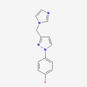 molecular formula C13H11FN4 B7586106 1-(4-Fluorophenyl)-3-(imidazol-1-ylmethyl)pyrazole 