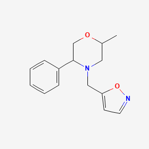 molecular formula C15H18N2O2 B7586133 2-Methyl-4-(1,2-oxazol-5-ylmethyl)-5-phenylmorpholine 