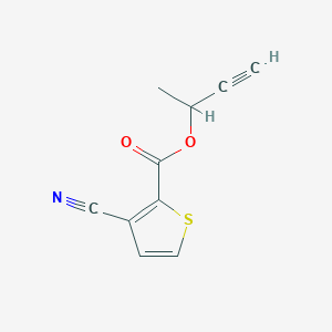 molecular formula C10H7NO2S B7586220 But-3-yn-2-yl 3-cyanothiophene-2-carboxylate 