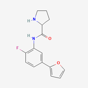 molecular formula C15H15FN2O2 B7586223 N-[2-fluoro-5-(furan-2-yl)phenyl]pyrrolidine-2-carboxamide 