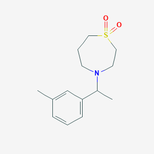 molecular formula C14H21NO2S B7586239 4-[1-(3-Methylphenyl)ethyl]-1,4-thiazepane 1,1-dioxide 