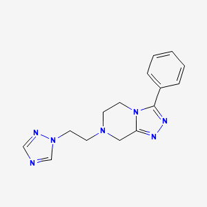 molecular formula C15H17N7 B7586254 3-phenyl-7-[2-(1,2,4-triazol-1-yl)ethyl]-6,8-dihydro-5H-[1,2,4]triazolo[4,3-a]pyrazine 