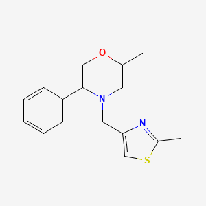 molecular formula C16H20N2OS B7586265 2-Methyl-4-[(2-methyl-1,3-thiazol-4-yl)methyl]-5-phenylmorpholine 
