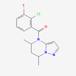 molecular formula C15H15ClFN3O B7586309 (2-chloro-3-fluorophenyl)-(5,7-dimethyl-6,7-dihydro-5H-pyrazolo[1,5-a]pyrimidin-4-yl)methanone 