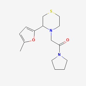 molecular formula C15H22N2O2S B7586372 2-[3-(5-Methylfuran-2-yl)thiomorpholin-4-yl]-1-pyrrolidin-1-ylethanone 