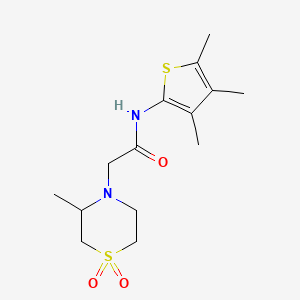 molecular formula C14H22N2O3S2 B7586417 2-(3-methyl-1,1-dioxo-1,4-thiazinan-4-yl)-N-(3,4,5-trimethylthiophen-2-yl)acetamide 