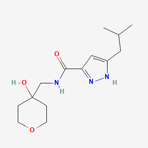 molecular formula C14H23N3O3 B7586433 N-[(4-hydroxyoxan-4-yl)methyl]-5-(2-methylpropyl)-1H-pyrazole-3-carboxamide 