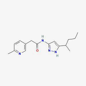 molecular formula C16H22N4O B7586451 2-(6-methylpyridin-3-yl)-N-(5-pentan-2-yl-1H-pyrazol-3-yl)acetamide 