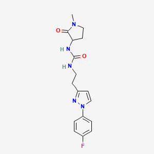 molecular formula C17H20FN5O2 B7586509 1-[2-[1-(4-Fluorophenyl)pyrazol-3-yl]ethyl]-3-(1-methyl-2-oxopyrrolidin-3-yl)urea 