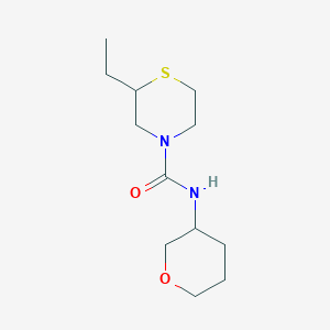 molecular formula C12H22N2O2S B7586530 2-ethyl-N-(oxan-3-yl)thiomorpholine-4-carboxamide 