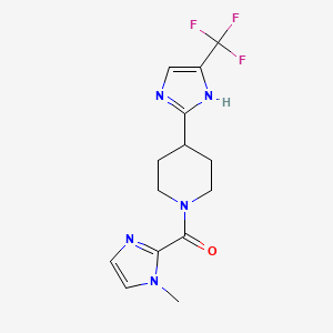 molecular formula C14H16F3N5O B7586532 (1-methylimidazol-2-yl)-[4-[5-(trifluoromethyl)-1H-imidazol-2-yl]piperidin-1-yl]methanone 
