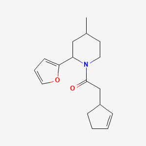 molecular formula C17H23NO2 B7586569 2-Cyclopent-2-en-1-yl-1-[2-(furan-2-yl)-4-methylpiperidin-1-yl]ethanone 