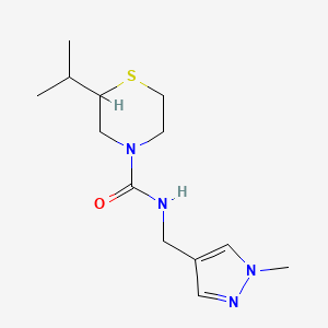 molecular formula C13H22N4OS B7586574 N-[(1-methylpyrazol-4-yl)methyl]-2-propan-2-ylthiomorpholine-4-carboxamide 