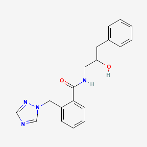 molecular formula C19H20N4O2 B7586590 N-(2-hydroxy-3-phenylpropyl)-2-(1,2,4-triazol-1-ylmethyl)benzamide 