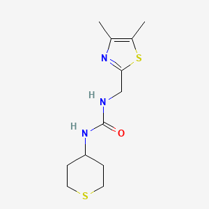 molecular formula C12H19N3OS2 B7586609 1-[(4,5-Dimethyl-1,3-thiazol-2-yl)methyl]-3-(thian-4-yl)urea 